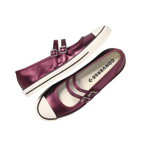 New Converse Mary Jane Metallic Burgundy Flats Size 7.5
